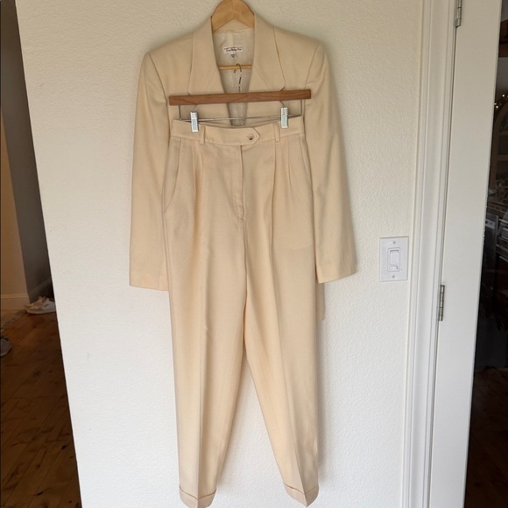 Talbots wool pant set blazer and trousers Cream Women's Jumpsuit